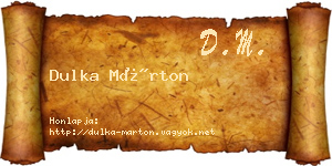 Dulka Márton névjegykártya